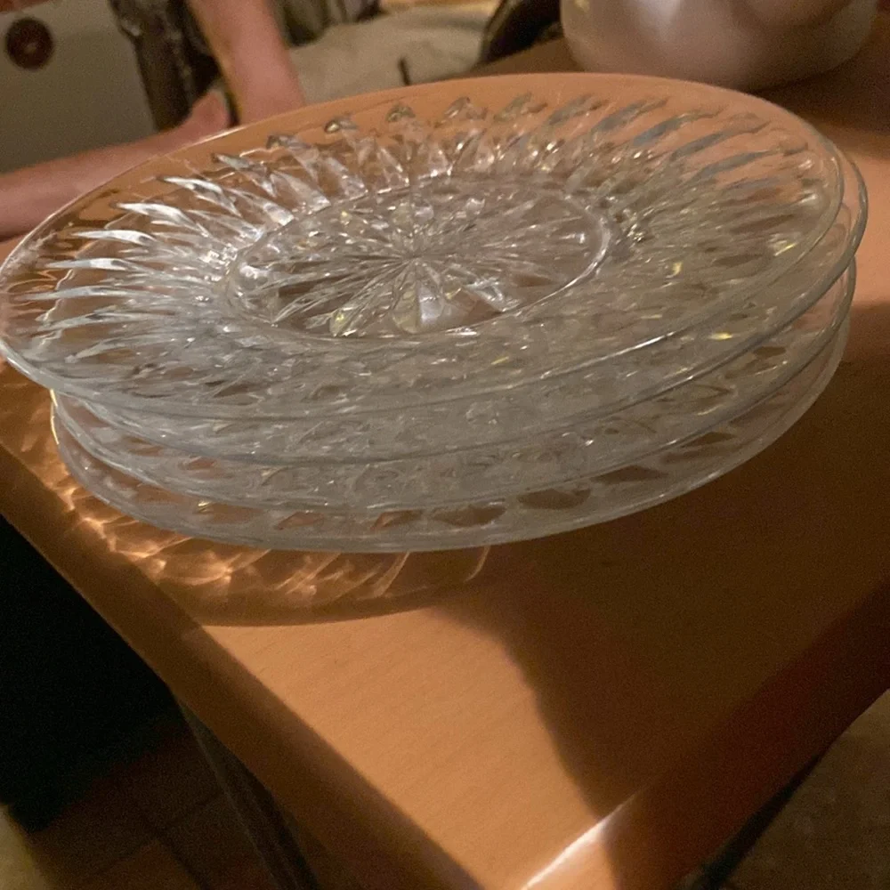 Vintage Cristal D’Arques-Durand Diamant pattern plate. Discontinued, set of 4 8”